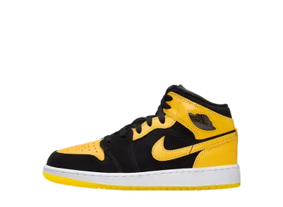 ナイキ GS エアジョーダン1 ミッド SE "ブラック/ホワイト/バーシティメイズ" (キッズ)