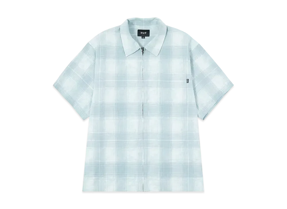 HUF Summer 25 Tie Dye Plaid Zip Shirt "Pool Blue"