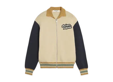 Maison Kitsune Knit College Blouson "Rich Vanilla/Breton Blue"