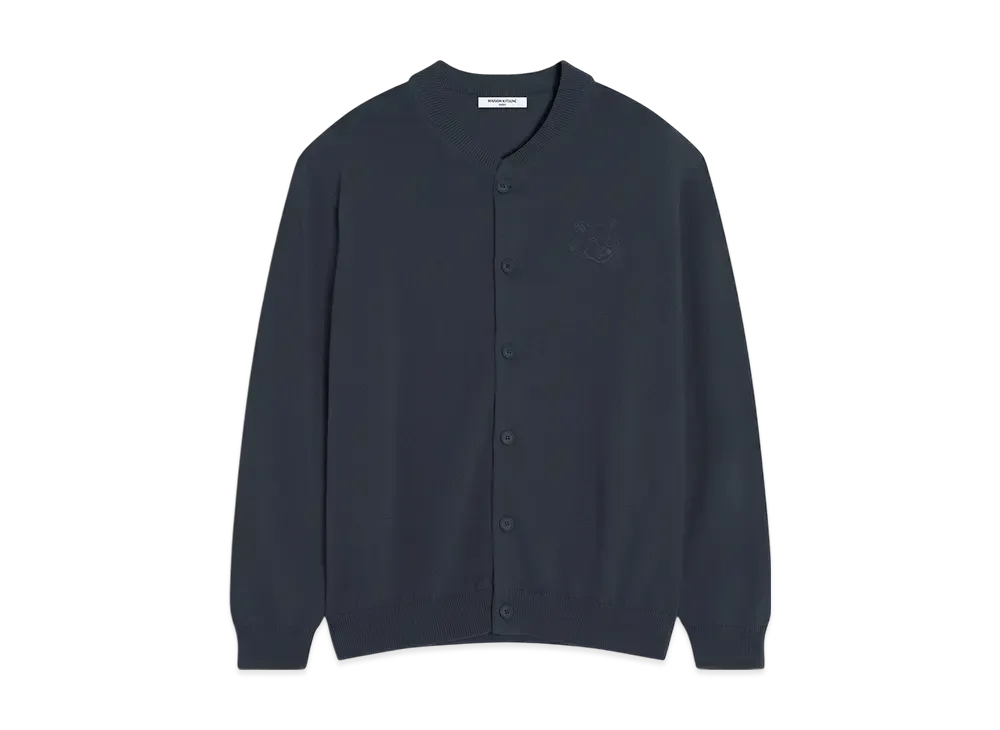 Maison Kitsune Bold Fox Head Embroidered Knit Blouson "Slate Grey"