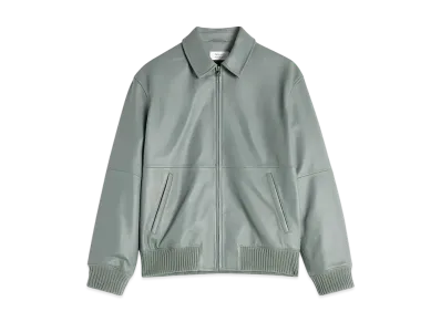 Maison Kitsune Zip Leather Blouson "Lead"