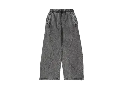 HTH Vintage Curve switching sweat pants "BLACK"