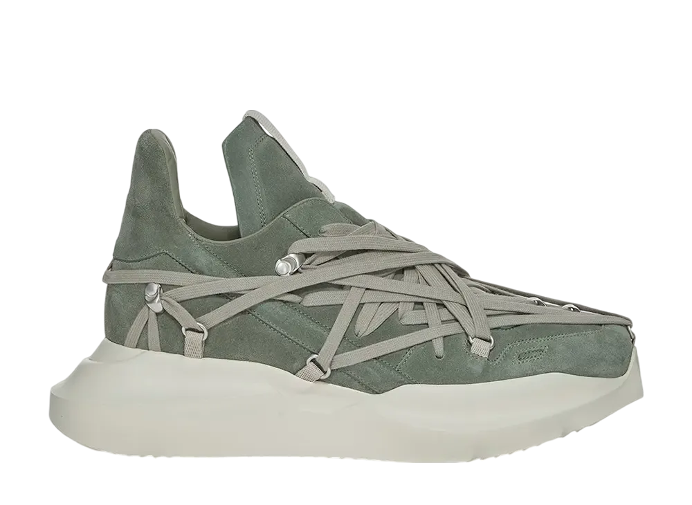 Rick Owens Hollywood Megalaced Geth Runner "Celadon/milk"