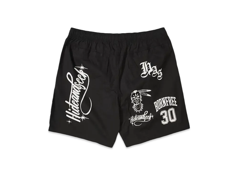 Hide and Seek Cursive Logo Beach Short "BLACK"
