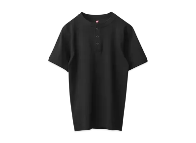 Hanes BEEFY Rib Henleyneck T-shirt "Black"