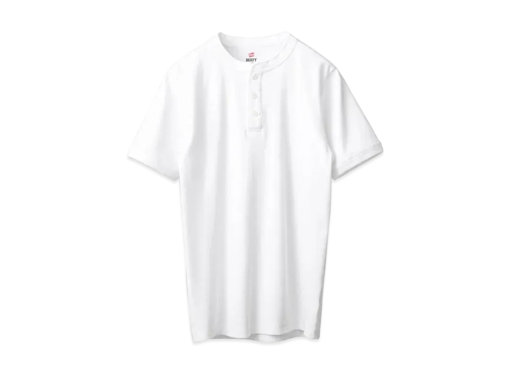 Hanes BEEFY Rib Henleyneck T-shirt "White"