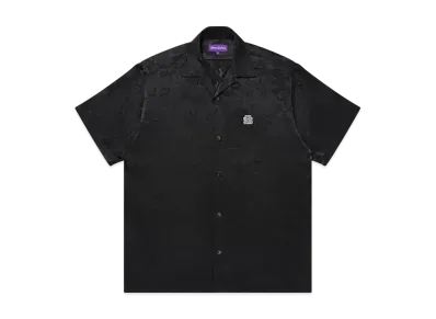 BlackEyePatch Dragon Textile Open Collared Satin S/S Shirt "Black"
