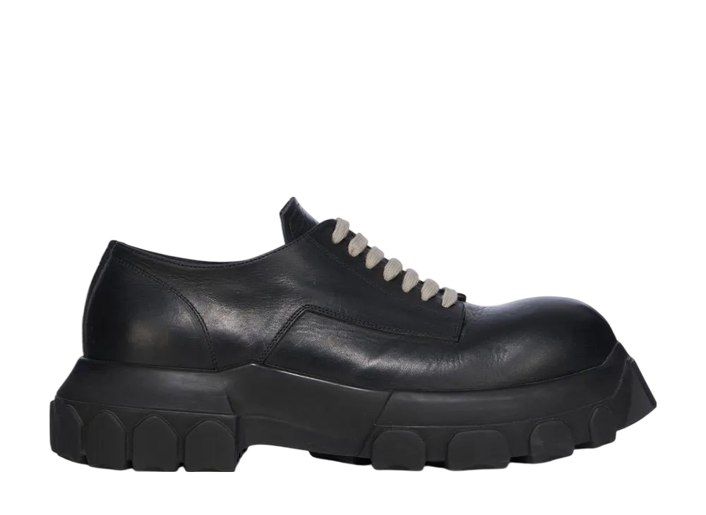 【Rick Owens】HOLLYWOOD レースアップ ボゾ トラクター Rick Owens: Black Hollywood Laceup Bozo Tractor Derbys | SSENSE