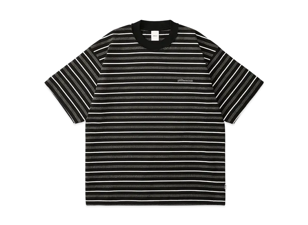 plllllleeeasse Multi Stripe Short Sleeve Tee "Black"