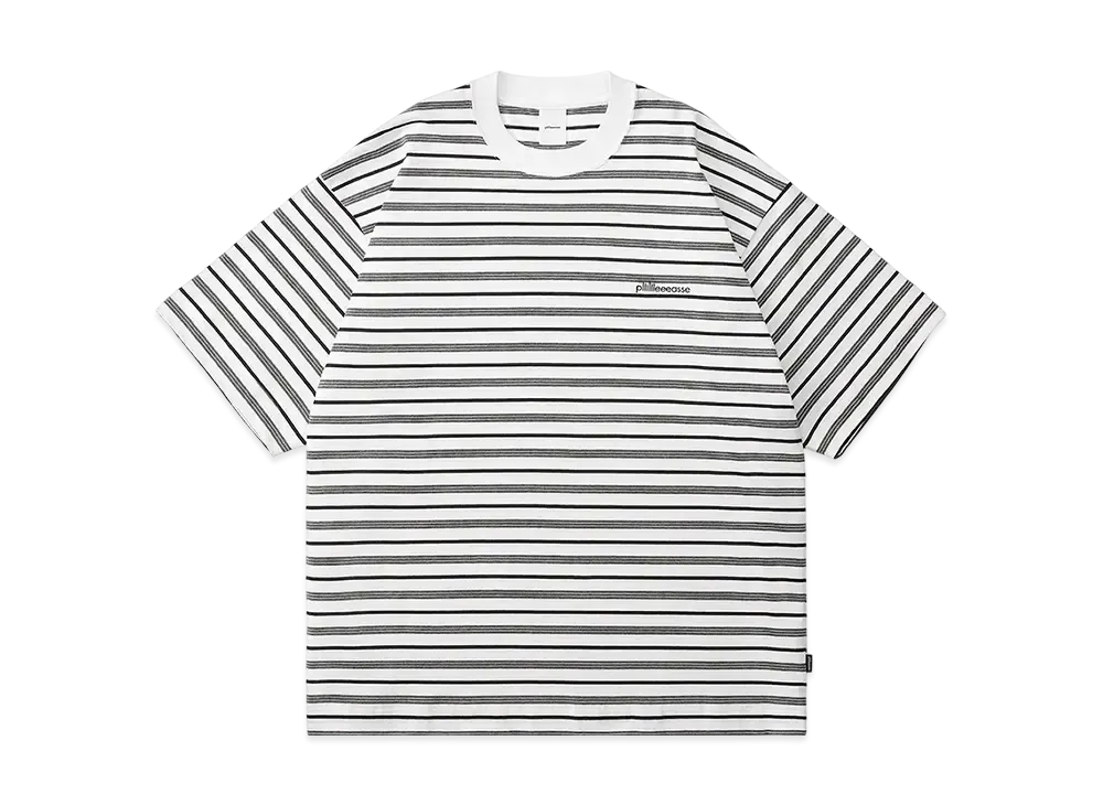 plllllleeeasse Multi Stripe Short Sleeve Tee "White"