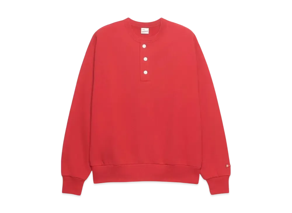 Healthknit Classic Sweat Henley Neck Long Sleeve "Red"