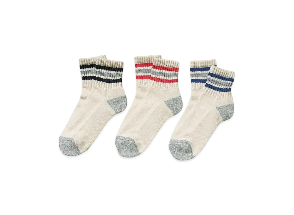 Healthknit Slub 3-Line Socks 3 Pair Set "Black/Red/Blue"