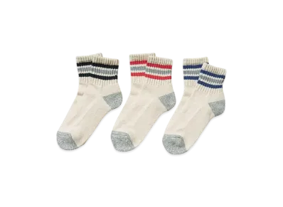 Healthknit Slub 3-Line Socks 3 Pair Set "Black/Red/Blue"
