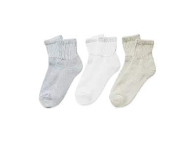 Healthknit Sinker Plain Socks 3 Pair Set "Gray/White/Oatmeal"
