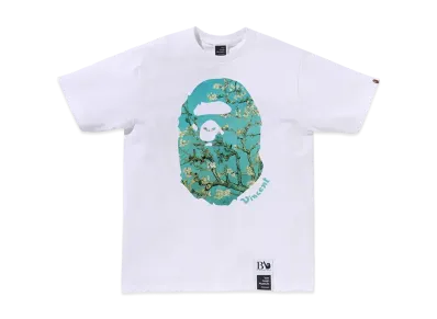 A BATHING APE x Van Gogh Museum Ape Head Canvas Art Tee "White"