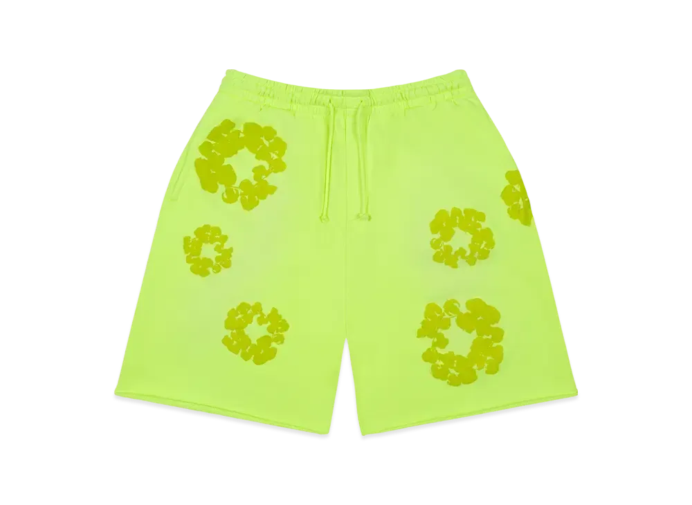 DENIM TEARS Mono Cotton Wreath Sweat Shorts "Neon Green"