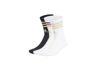 adidas 3-Stripes Cushion Crew Socks 3 Pairs "White/Black/White/St Tan"