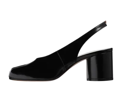 Maison Margiela Women's Tabi Leather Slingback Shoes "Black"