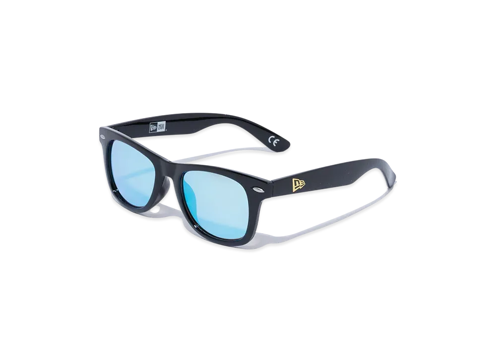 NEW ERA Sunglasses Wellington Square Lens Shiny Black Frame Blue Mirror Lens "Black"