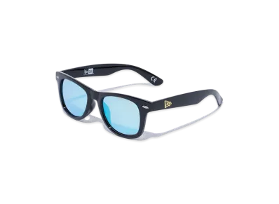 NEW ERA Sunglasses Wellington Square Lens Shiny Black Frame Blue Mirror Lens "Black"