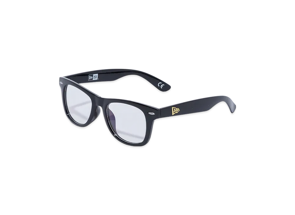 NEW ERA Sunglasses Wellington Square Lens Shiny Black Frame Light Blue Lens "Black"