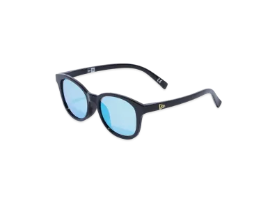 NEW ERA Sunglasses Boston Square Lens Shiny Black Frame Blue Mirror Lens "Black"