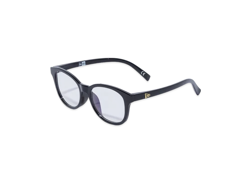 NEW ERA Sunglasses Boston Square Lens Shiny Black Frame Light Blue Lens "Black"