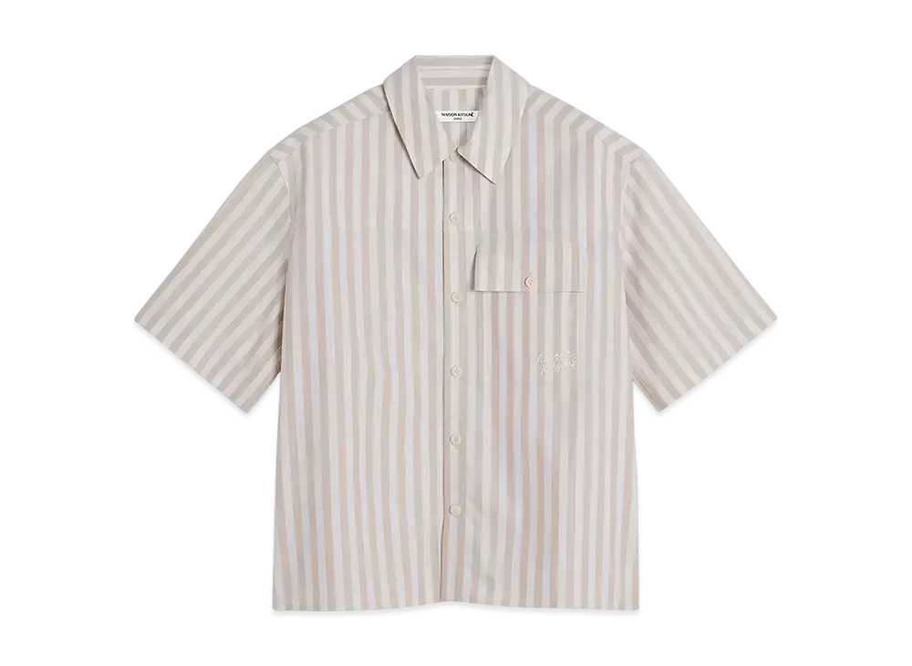 Maison Kitsune Short Sleeve Over Shirt "Cork Stripe"