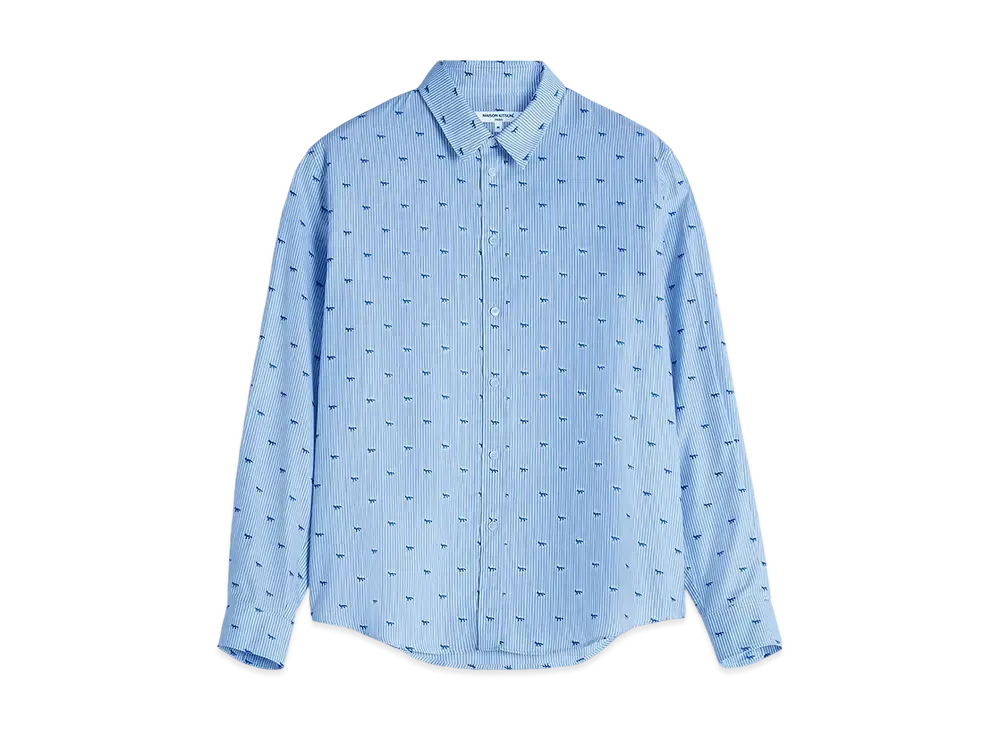 Maison Kitsune Profile Fox Casual Stripe Shirt "Zinc Grey Stripe"