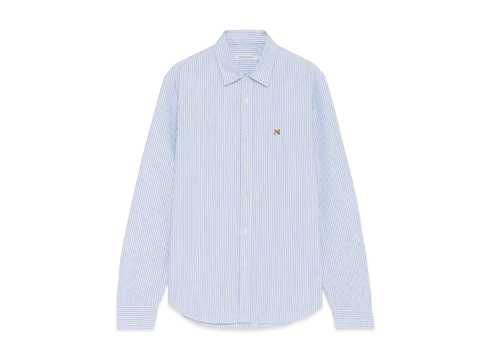 Maison Kitsune JP Exclusive Fox Head Embroidery Stripe Shirt "Light Blue Stripes"