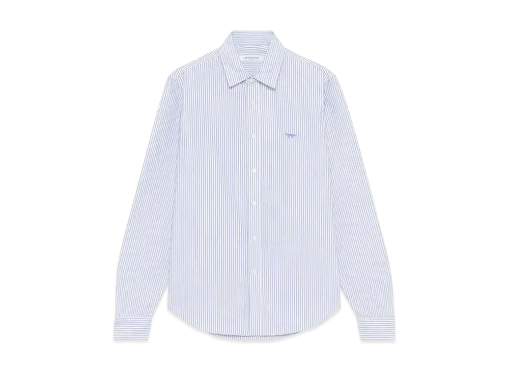 Maison Kitsune JP Exclusive Profile Fox Embroidery Stripe Shirt "Light Blue Stripes"