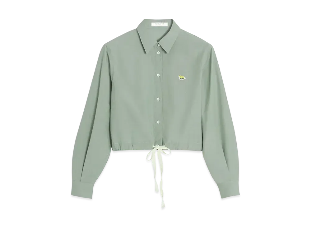 Maison Kitsune Drawstring Cropped Shirt "Vert De Gris"
