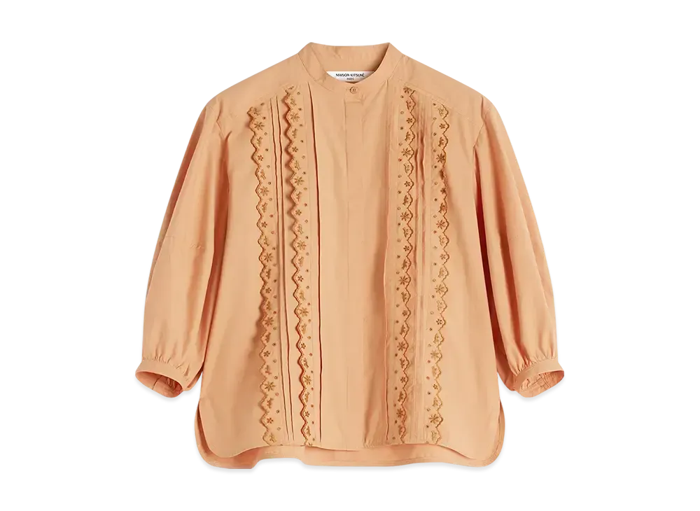 Maison Kitsune Craft Embroidery Maxi Sleeve Shirt "Saddle"