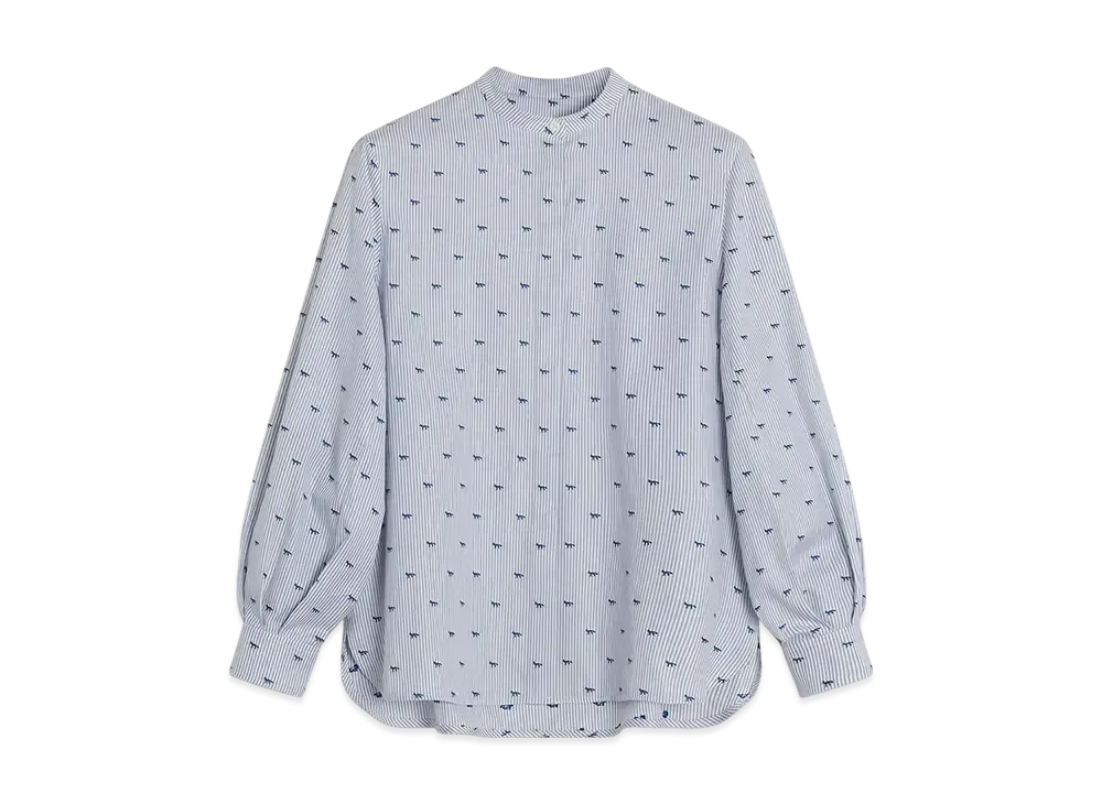 Maison Kitsune Maxi Pleats Sleeve Shirt "Zinc Grey Stripe"