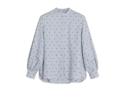 Maison Kitsune Maxi Pleats Sleeve Shirt "Zinc Grey Stripe"