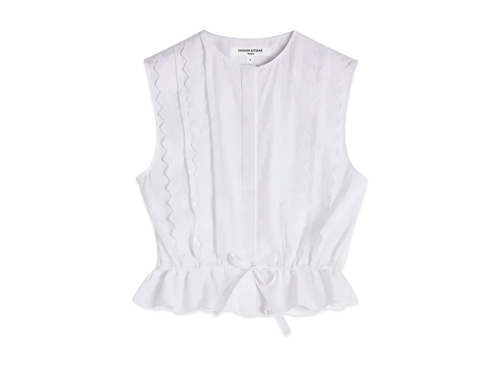 Maison Kitsune Craft Embroidery Sleeveless Top "White"