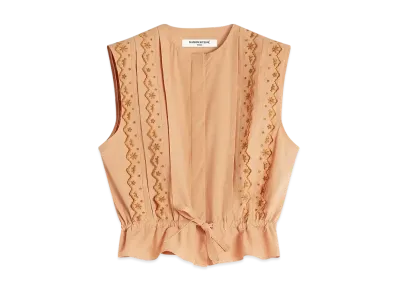 Maison Kitsune Craft Embroidery Sleeveless Top "Saddle"