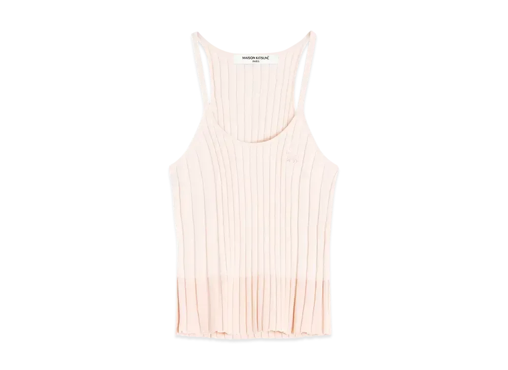 Maison Kitsune Baby Fox Patch Pleats Rib Tank Top "Porcelaine Pink"
