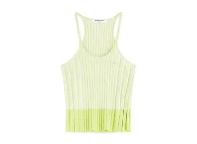 Maison Kitsune Baby Fox Patch Pleats Rib Tank Top "Citron Vert"