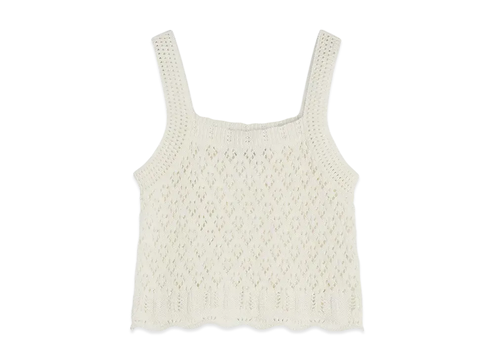 Maison Kitsune Lace Knit Crochet Crop Top "Milk"