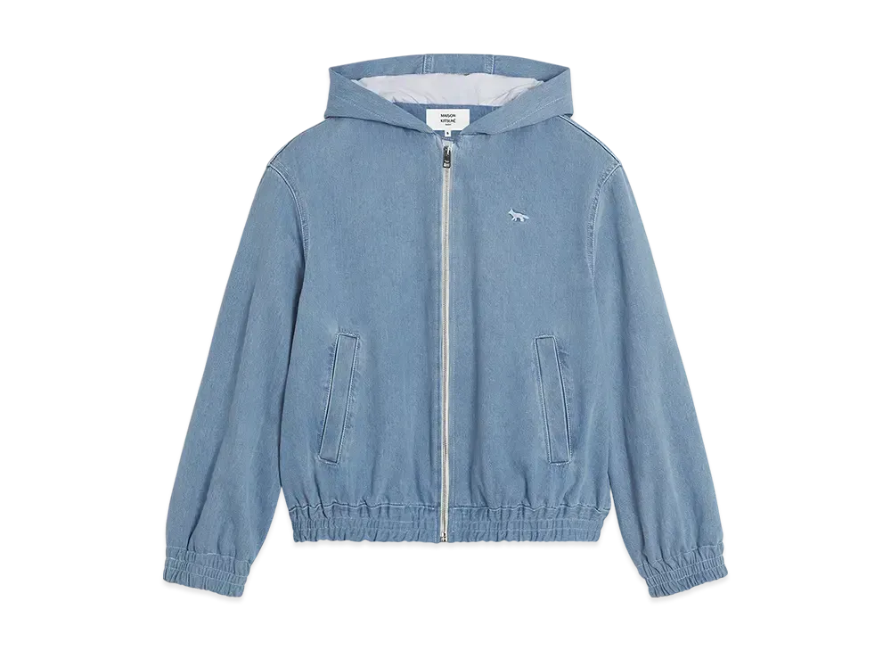 Maison Kitsune Zip Hooded Denim Blouson "Bleached Indigo"