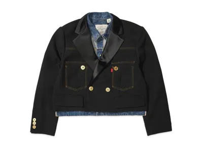 sacai x LEVI'S Women's Denim x Matelasse Twill Reversible Blouson "Blue/Black"