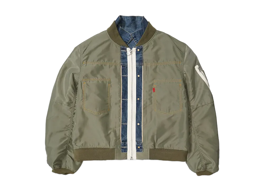 sacai x LEVI'S Men's Denim x Nylon Twill Reversible Blouson "Blue/Khaki" 25-03707M
