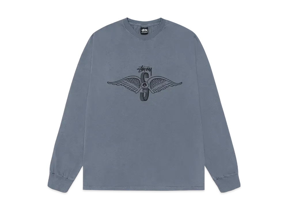 Stussy Skull Wings LS Tee Pigment Dyed "Navy"