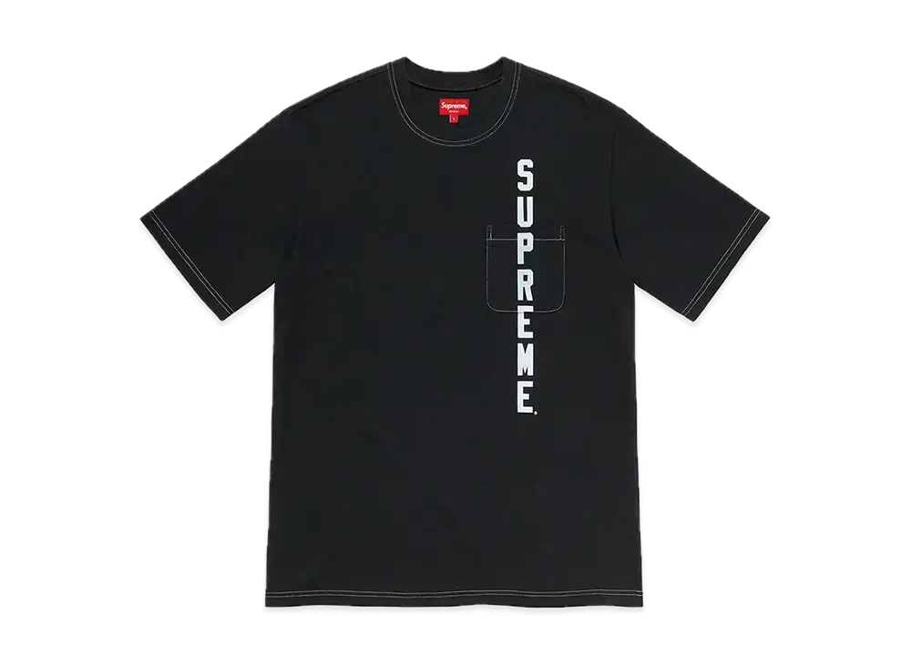 シュプリーム コントラスト ステッチ ポケット Tシャツ 20SS "ブラック"