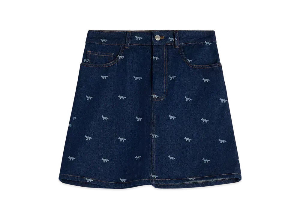 Maison Kitsune Mini Denim Skirt "Dark Laser Profile Fox"