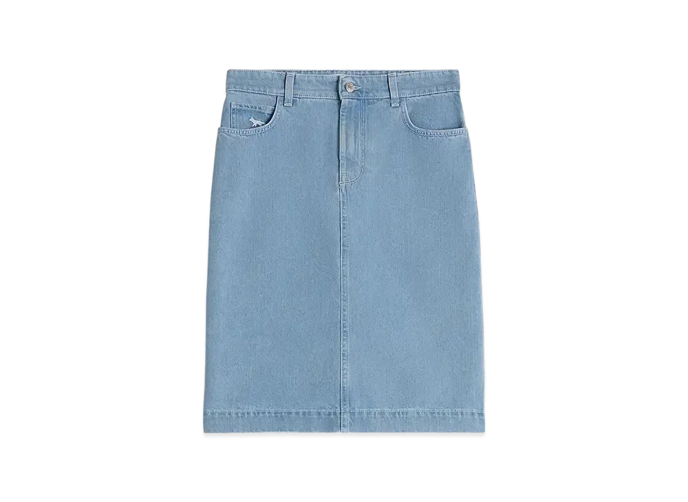Maison Kitsune Straight Denim Skirt "Bleached Indigo"