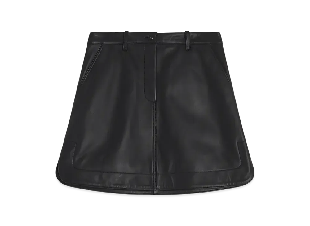Maison Kitsune Round Leather Skirt "Black"