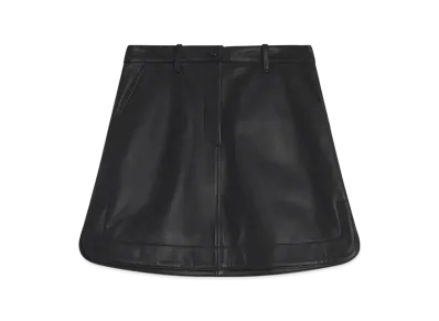Maison Kitsune Round Leather Skirt "Black"