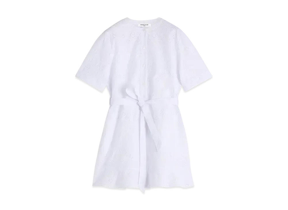 Maison Kitsune Broderie Anglaise Godet Mini Dress "White"